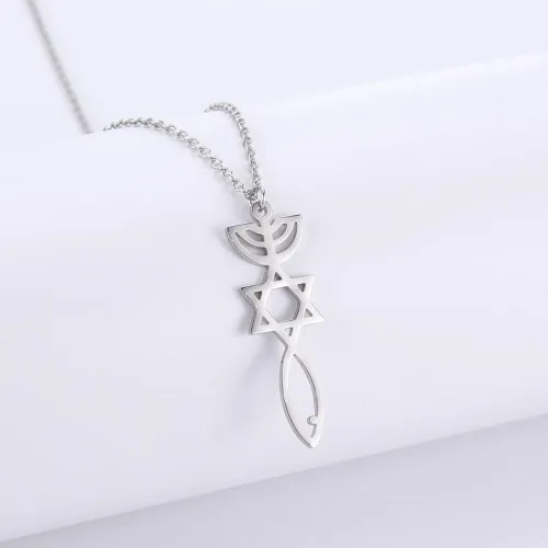 Vista 5 de Oyalma - Collar con colgante de estrella de David de Israel judío de Israel para mujer y hombre