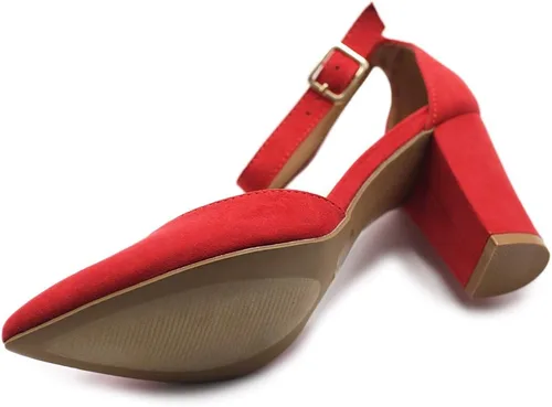 Vista 7 de Ollio - Zapatos de mujer con puntera en punta y correas de tobillo para tacón grueso H95