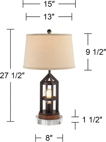 Vista 13 de Franklin Iron Works Lucas - Juego de 2 lámparas de mesa occidentales de 26 pulgadas de alto con puerto de carga USB y luz nocturna, pantalla LED