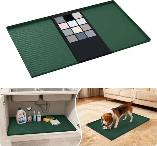 Vista 66 de URMONA - Tapete de silicona impermeable para debajo del fregadero, 16 x 10 Beige