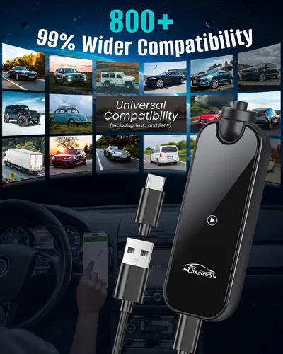 Vista 7 de Adaptador inalámbrico Carplay para Apple iPhone iOS 10+ y coches de 2016+, modelo actualizado que añade función de escape de emergencia, control