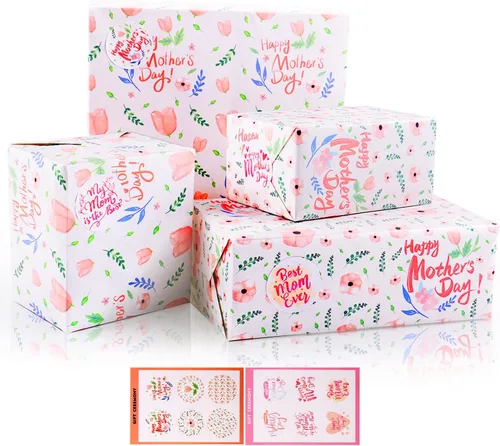 Vista 8 de Papel de regalo para el día del padre, 6 hojas de papel de regalo para hombres y papá, papel de regalo de estraza con bigote jazz sombrero traje