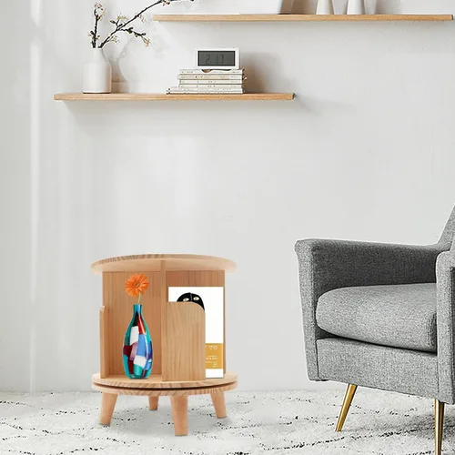 Vista 2 de Estantería giratoria de 1 nivel con 360 niveles para almacenamiento de pie para niños, organizador multifuncional, estantería giratoria, estantería