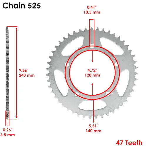 Vista 4 de Caltric Kit de cadena de transmisión y piñón de junta tórica negra compatible con Suzuki DL650 DL650A DL650Se 2004-2016