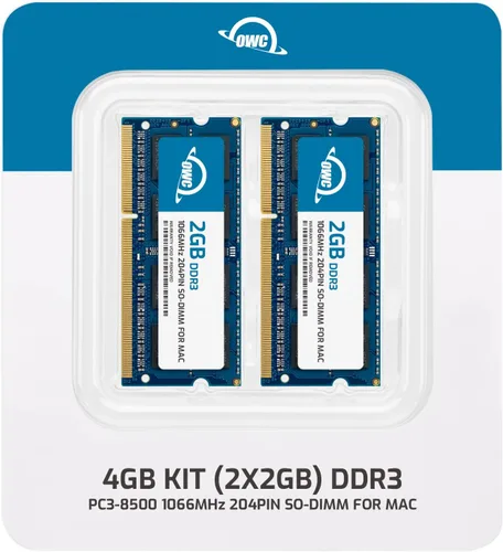 Vista 2 de OWC Memoria RAM SO-DIMM PC8500 DDR3 1066MHz SO-DIMM de 4 GB (2 x 2 GB) compatible con MacBook de finales de 2008, 2009 principios de 2010, modelos