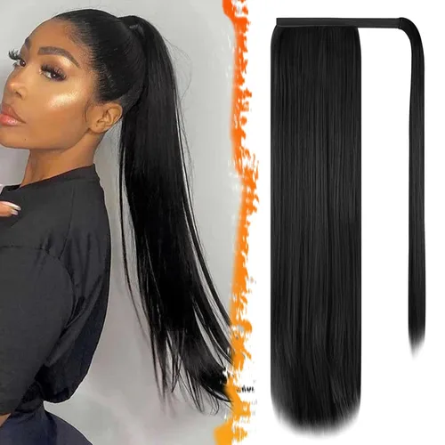Vista 31 de BARSDAR Extensión de Cola de Caballo Corta y Recta - Extensiones de Cabello de Cola de Caballo con Cordón de 14 Pulgadas en Negro para Mujeres
