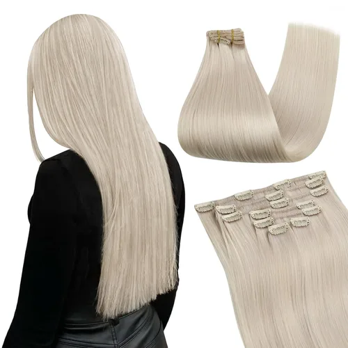 Vista 19 de Ugeat Extensiones de cabello humano con clip de 12 pulgadas, extensiones de cabello balayage con clip, marrón chocolate ombre, extensiones