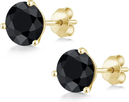 Vista 84 de Gem Stone King Aretes de oro de 14 quilates, 0.236 in, piedra natal redonda, Martini, 3 puntas, aretes de oro para mujer