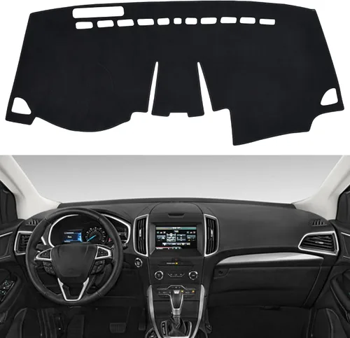 Vista 19 de SPEEDWOW Tapete para cubierta de tablero de instrumentos compatible con Ford F150 1997-2003 sin sensor climático/sensor de luz