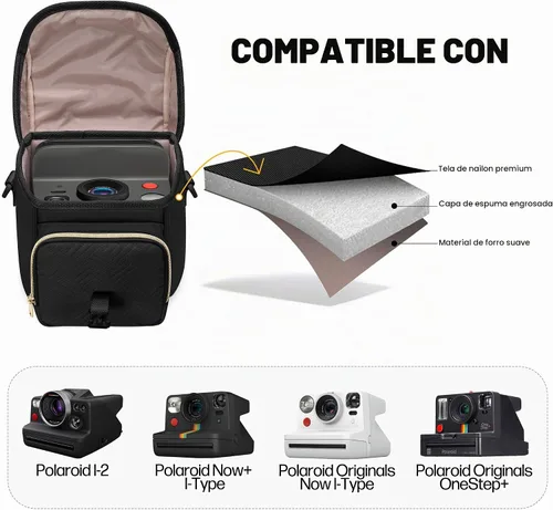 Vista 3 de Camera Sling Bag Compatible with Polaroid Now 2nd/3rd Instant Camera Negro