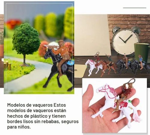 Vista 7 de Figuras occidentales, figuras de acción modelo, equitación de plástico indios, figuras de juego, 8 piezas