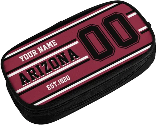 Vista 2 de Estuche de lápices personalizado Arizona con número de nombre, caja de lápices personalizada estilo fútbol, estuche de bolígrafo personalizado