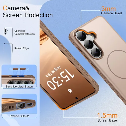 Vista 98 de Jshru Funda para Samsung Galaxy S26 Plus/Galaxy S25 Plus: para Galaxy S24 Plus [compatible con Magsafe] [2 protectores de pantalla HD] cubierta