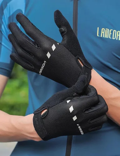 Vista 7 de LAMEDA Guantes de bicicleta de montaña para hombre, 0.197 in, EVA gruesos, guantes de ciclismo de dedo completo, guantes de bicicleta ligeros