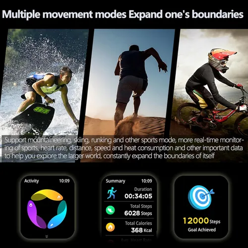 Vista 7 de Reloj inteligente militar con auriculares para hombres y mujeres, pantalla táctica de 2 pulgadas, modos deportivos, rastreador de fitness