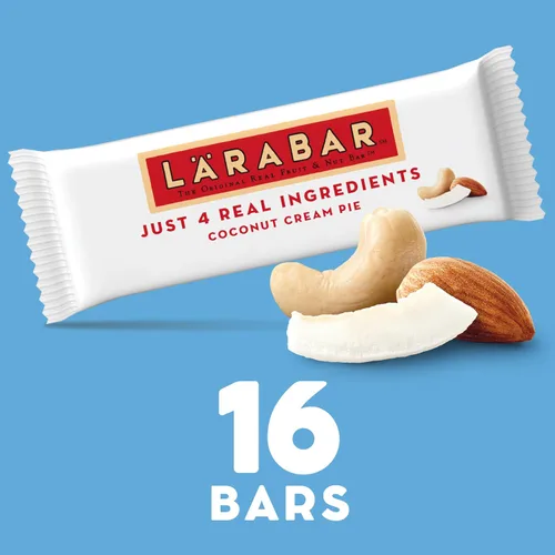 Vista 3 de Larabar - Barrita vegana de frutas y frutos secos sin gluten de tarta de crema de coco, 16 unidades 4 ingredientes reales: dátiles, coco