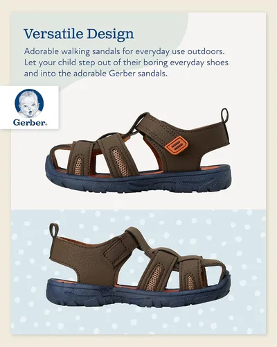 Vista 4 de Gerber Sandalias para niños - Sandalias deportivas de pescador con punta cerrada zapatos acuáticos (niñoniño), Marrón