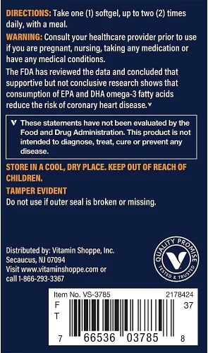 Vista 3 de Vthrive Aceite de pescado omega-3 premium con vitamina D3 - Apoya la salud cardiovascular - 1,060 EPA/DHA (120 cápsulas blandas)