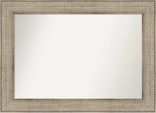 Vista 223 de Amanti Art Espejo de baño plateado para sobre fregadero, 26 x 26 pulgadas, espejo cuadrado de níquel pulido, marco de madera tradicional mediano, se