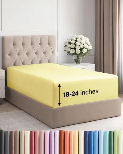 Vista 30 de Sábana bajera ajustable extra profunda Twin XL – Sábana bajera individual de lujo de hotel solamente – Se adapta fácilmente a colchones de 18 a 24