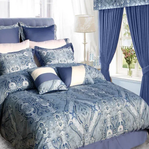 Vista 2 de Tribeca Living Juego de cama de 12 piezas en una bolsa, 100% algodón, incluye edredón de gran tamaño, dos fundas, cojines decorativos, sábanas
