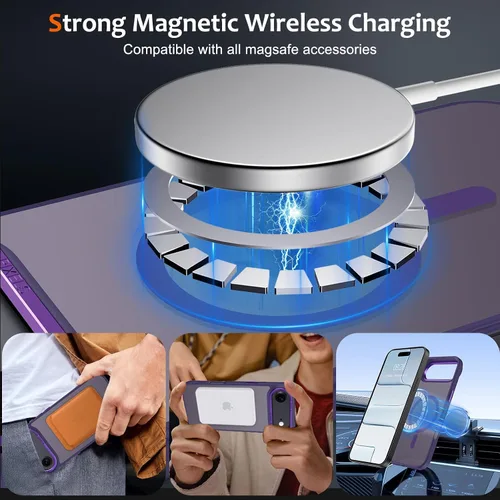 Vista 750 de Anuck - Funda magnética para iPhone 11 compatible con MagSafe, carcasa trasera mate translúcida dura, borde de TPU, delgada, resistente a impactos