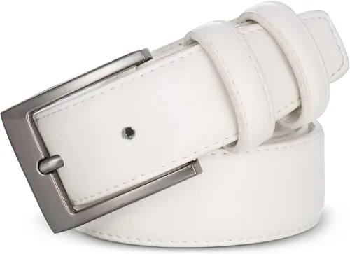 Vista 3 de Marinos Cinturón de vestir de cuero genuino para hombre con hebilla de un solo diente