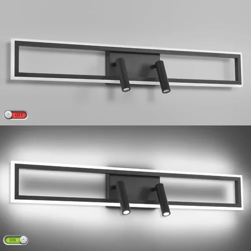 Vista 5 de SOLFART Luces de tocador para baño, 32 pulgadas, regulables, color negro mate, luces LED para baño, luz de pared de 3