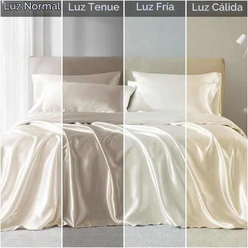 Vista 9 de Madison Park Essentials - Juego de sábanas de satén tamaño matrimonial, 6 Marfil
