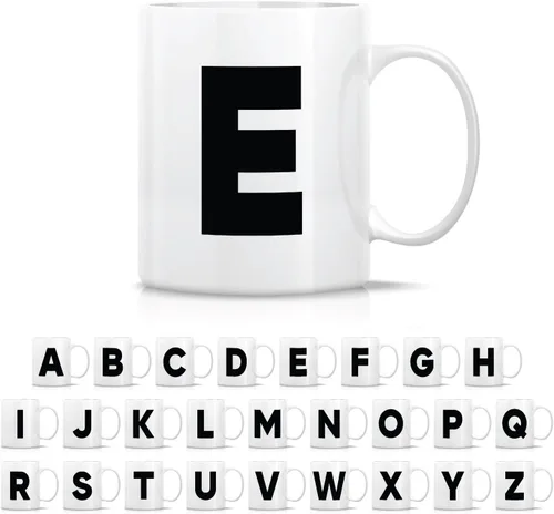 Vista 17 de Retreez Taza con monograma con monograma del alfabeto de la A a la Z con inicial, tazas de café de cerámica de 11 onzas – Agradecimiento