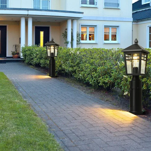 Vista 9 de Lámpara de poste para exteriores del atardecer al amanecer con salida GFCI, moderna iluminación de poste de aluminio impermeable, linterna de poste