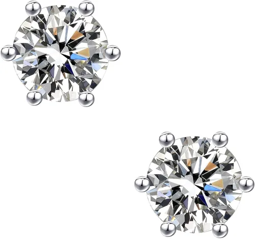 Vista 8 de LoveBhatia - Aretes de moissanita para mujer, para hombre, chapados en oro blanco de 18 quilates, plata de ley S925, 1-4 quilates, color D, claridad