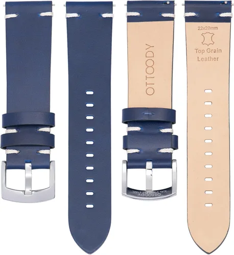 Vista 3 de Correas de reloj de cuero de 0.709 in, 0.787 in, 0.827 in, 0.866 in, correas de cuero de grano superior de liberación rápida para hombres y mujeres