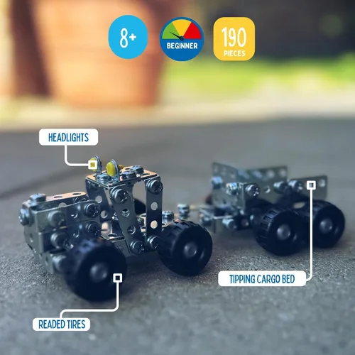 Vista 2 de Eitech Tractor con remolque, juguete educativo STEM - Introducción a la ingeniería y aprendizaje STEAM, construcción y juego de construcción