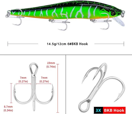 Vista 2 de PROBEROS Señuelos de pesca de lubina Minnow - Jerkbait Sinking Señuelos Set Cebos duros Crankbait para trucha bagre almizclado Bluegill Pesca