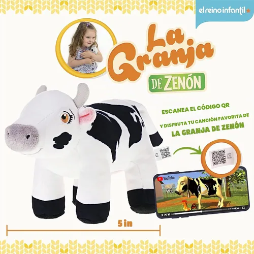 Vista 2 de LA GRANJA DE Zenon Vaca Lola 5 pulgadas Peluche suave y abrazable El Reino Infantil