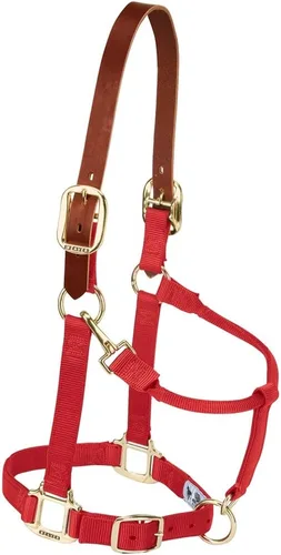 Vista 7 de Weaver Equine Breakaway Horse Halter, Supple Leather Crown, Adjustable Brass Throat Snap Halters for Horses, Equine Tack