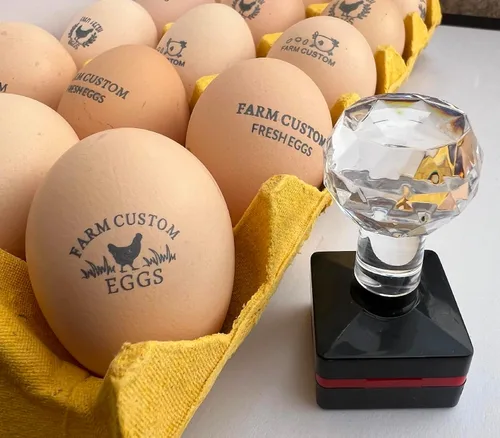 Vista 7 de Sellos personalizados de huevo de pato para huevos frescos con tinta de secado rápido, sellos personalizados de cartón de huevos de 0.65/0.8/1