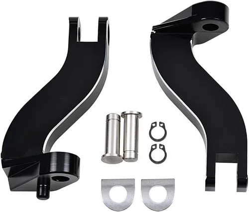 Vista 7 de Combo de tablas de suelo estiradas para conductor + tablas de piso de pasajeros + kit de montaje de estribera trasera compatible con Harley Touring