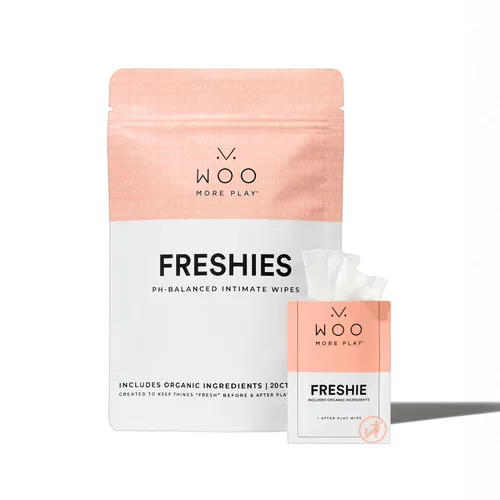 Vista 8 de Woo More Play Freshies: toallitas de intimidad femenina totalmente naturales con aceite de coco y aloe vera, promueve la salud femenina y ayuda a