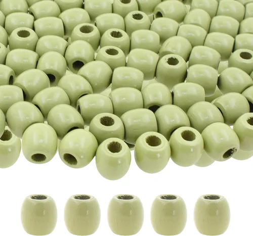 Vista 18 de Mandala Crafts 200 cuentas africanas de madera de barril de agujero grande para macramé Dreadlock Braiding Hair Beads, Painted Drum Wood Loose