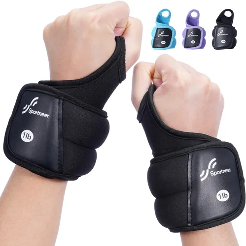 Vista 12 de Sportneer Wrist Weights with Thumb Loops Lock for Men Women, 2 LBS /4 LBS Pair Arm Hand Weights for Running Walking Jogging Physical Therapy Gym