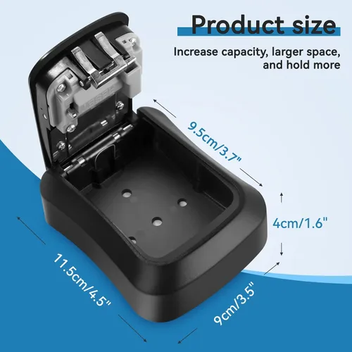 Vista 2 de Caja de bloqueo de llave de pared resistente a la intemperie con combinación de 4 dígitos y seguridad antirrobo, gran capacidad