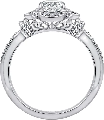 Vista 2 de Tienda Collection Sterling Silver Platinum Plated Infinite Elements Cubic Zirconia Framed Halo Antique Ring