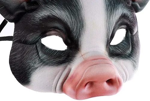 Vista 8 de Máscara de cerdo animal de media cara para Halloween, fiesta de disfraces, accesorios de cosplay