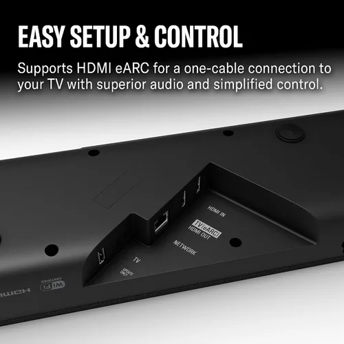 Vista 5 de Barra de sonido Yamaha True X Bar 40A Dolby Atmos con subwoofers incorporados, Wi-Fi, transmisión de música, subwoofer inalámbrico opcional