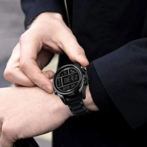 Vista 5 de CKE Reloj digital para hombre con esfera grande y alarma de cronómetro