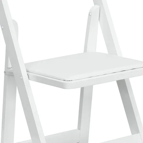 Vista 9 de EMMA + OLIVER Paquete de 2 sillas plegables de madera blanca con asiento acolchado de vinilo Blanco