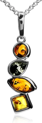 Vista 2 de Multicolor ámbar Plata de ley Collar con Colgante arete Set Cadena 18
