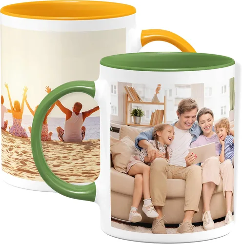 Vista 7 de Taza de café con foto personalizada, 11 onzas, color negro, con imagen envolvente, texto, taza de cerámica personalizada con imagen, taza
